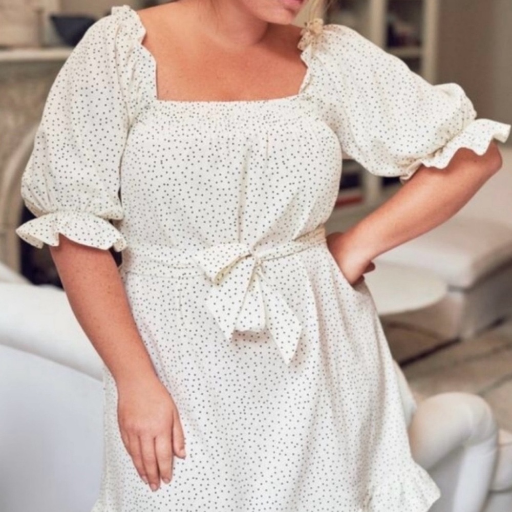 Eloquii NWT Cream Polka Dot Midi Dress Size 18/20